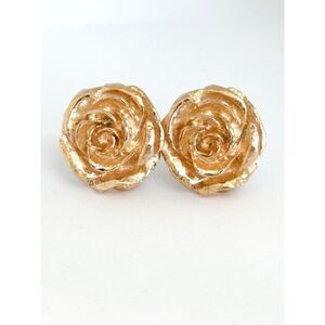 Vintage JBK Jacqueline Kennedy Gold Tone Rose Clip On Earrings old money
